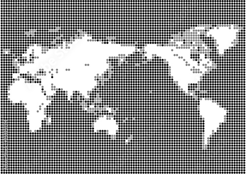 黒色の背景と白い丸いドット世界地図
