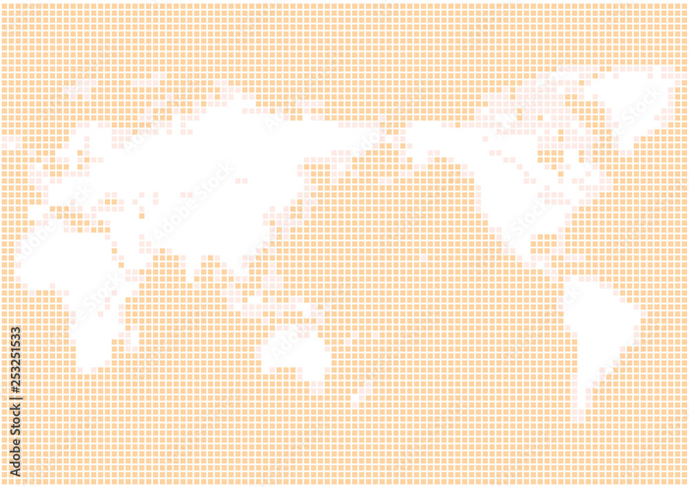 Fototapeta premium オレンジ色の背景と白い丸いドット世界地図
