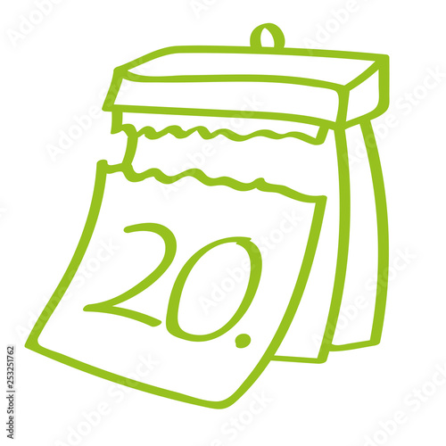Handgezeichneter Kalender - Tag 20 in hellgrün