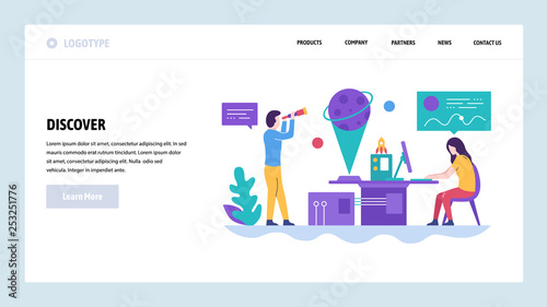 Vector web site design template. Science research, astronomy and physics laboratory. Landing page concepts for website and mobile development. Modern flat illustration.