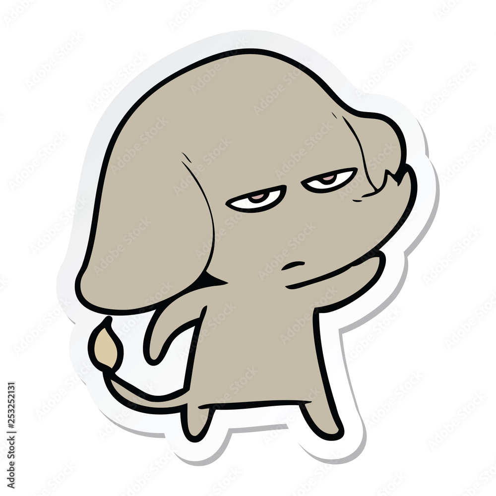 sticker of a annoyed cartoon elephant sticker of a annoyed cartoon elephant