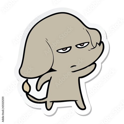 sticker of a annoyed cartoon elephant