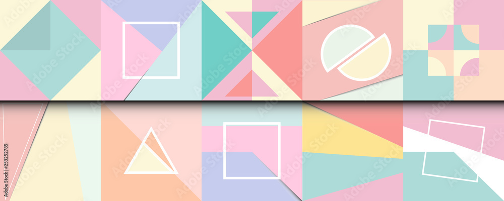 Fototapeta premium set geometric pastels background.Flat lay.decoration for your design