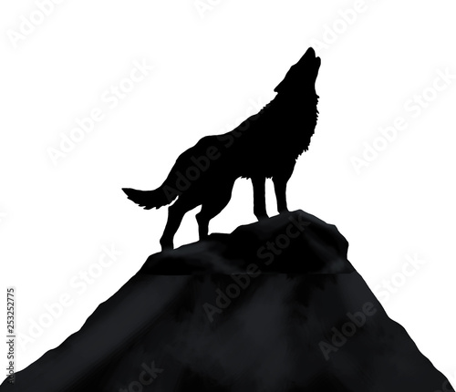 black silhouette of a wolf