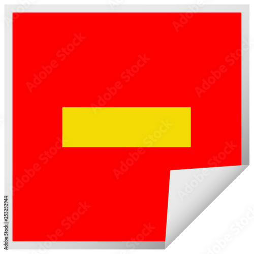 square peeling sticker cartoon minus symbol