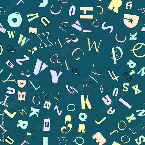 Letters, alphabet, education, school concept. Seamless vector EPS 10 pattern. Flat style