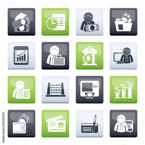 Bank and Finance Icons over color background - Vector Icon Set