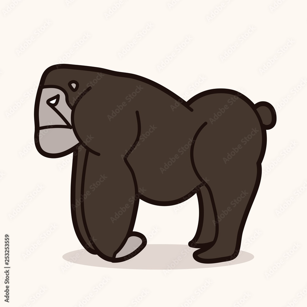 Angry Gorilla standing side view graphic vector