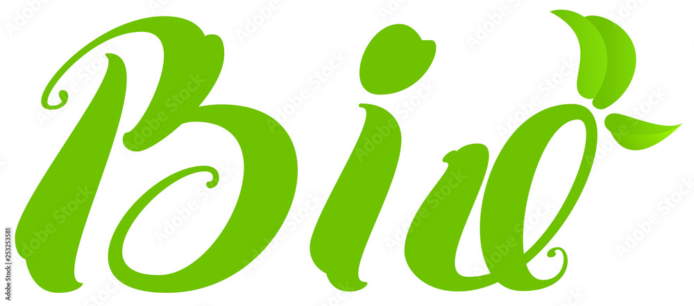 Bio text natural healthy product green leaf symbol Bio text natural healthy product green leaf symbol