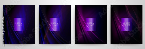 Abstract blue dark wavy design with thin thin light lines,