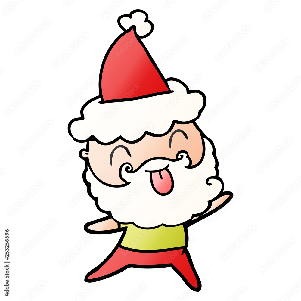 man with beard sticking out tongue wearing santa hat man with beard sticking out tongue wearing santa hat