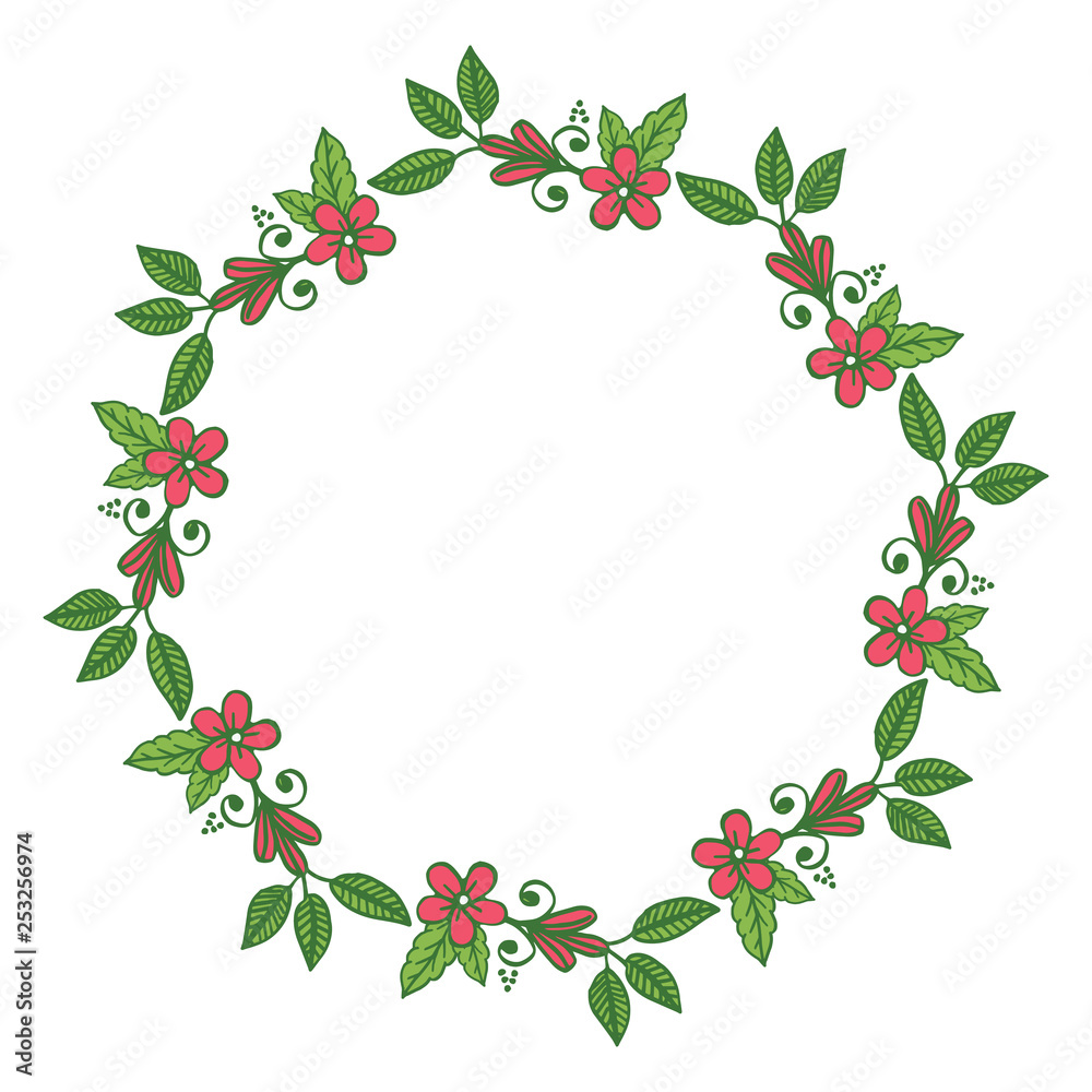 Vector illustration elegant green leaf floral frame with design template for card hand drawn Vector illustration elegant green leaf floral frame with design template for card hand drawn