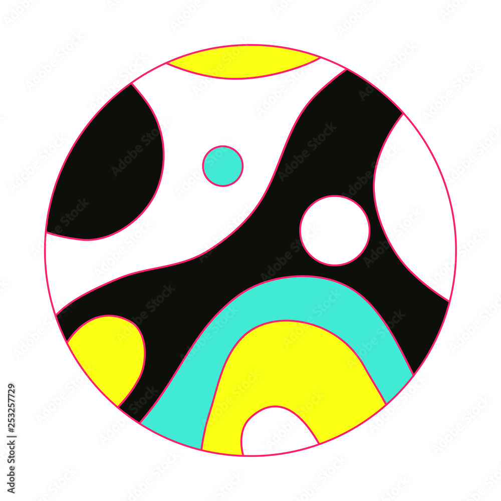 abstract circular symbol curved pattern blue yellow black abstract circular symbol curved pattern blue yellow black