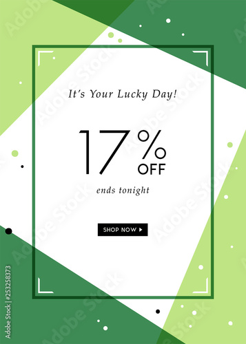 St. Patrick's Day sale banner with stylish background for social media, ads and email design, web site, flyer, shop poster, display, promotional material and announcement.