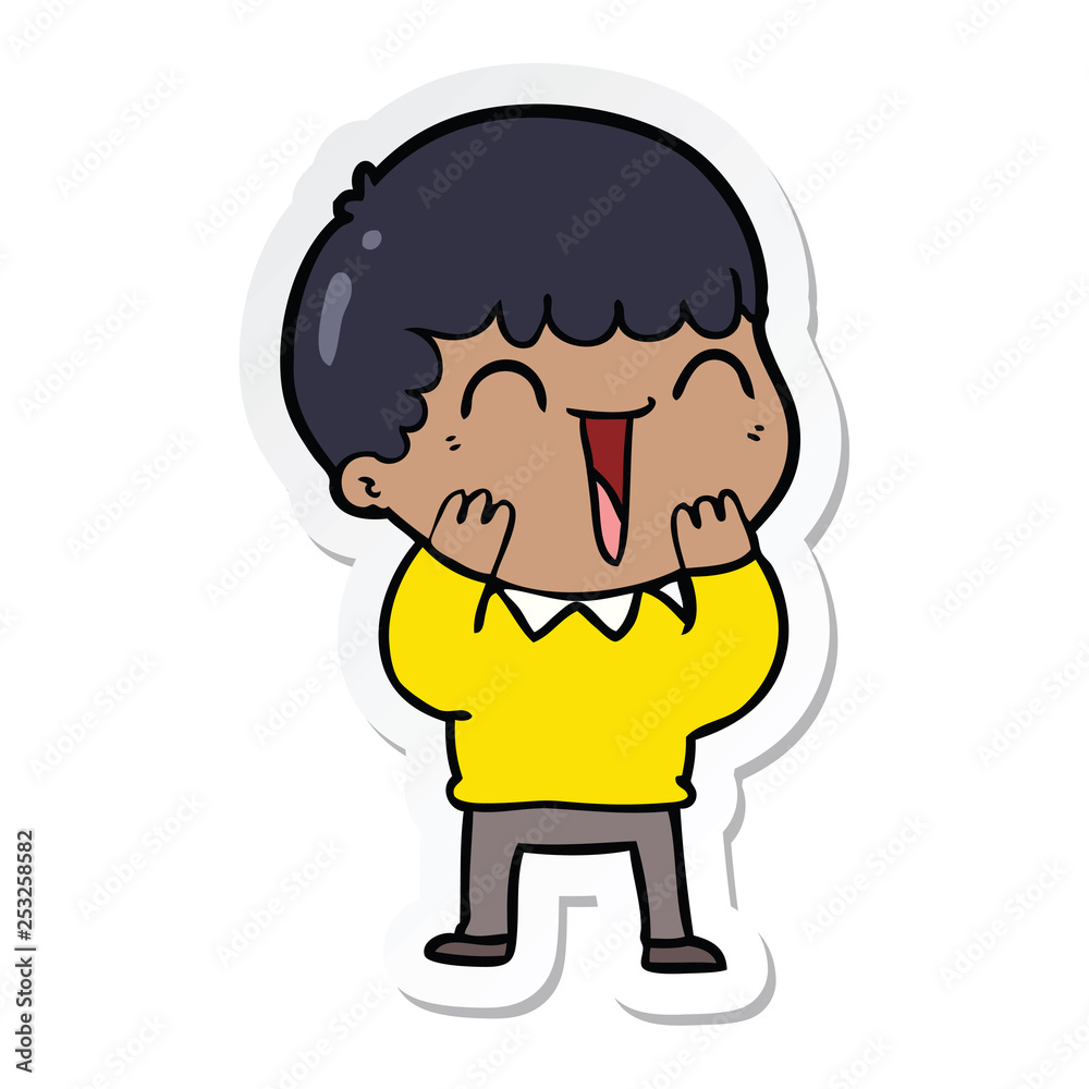 sticker of a cartoon happy man sticker of a cartoon happy man