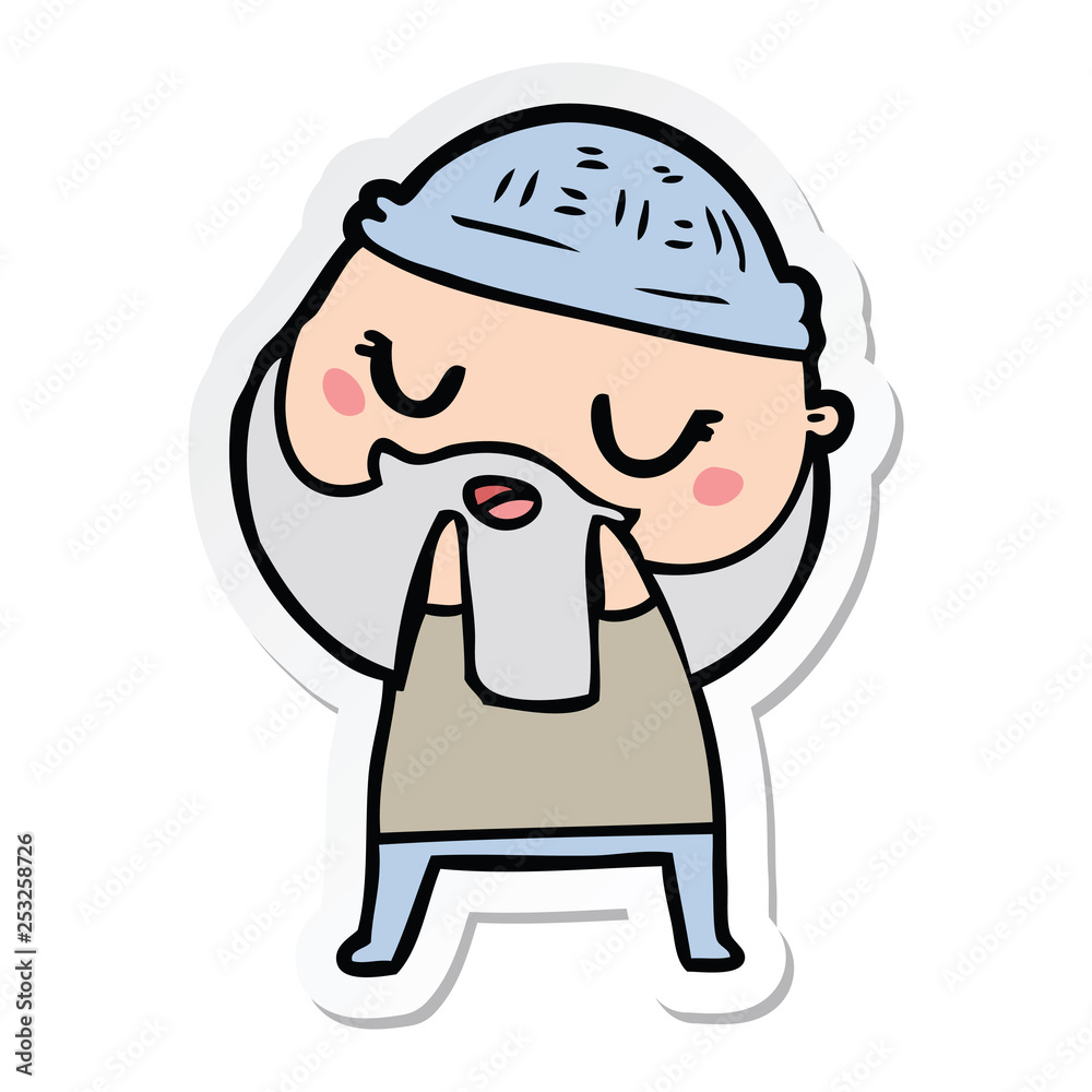 sticker of a cute cartoon man with beard sticker of a cute cartoon man with beard