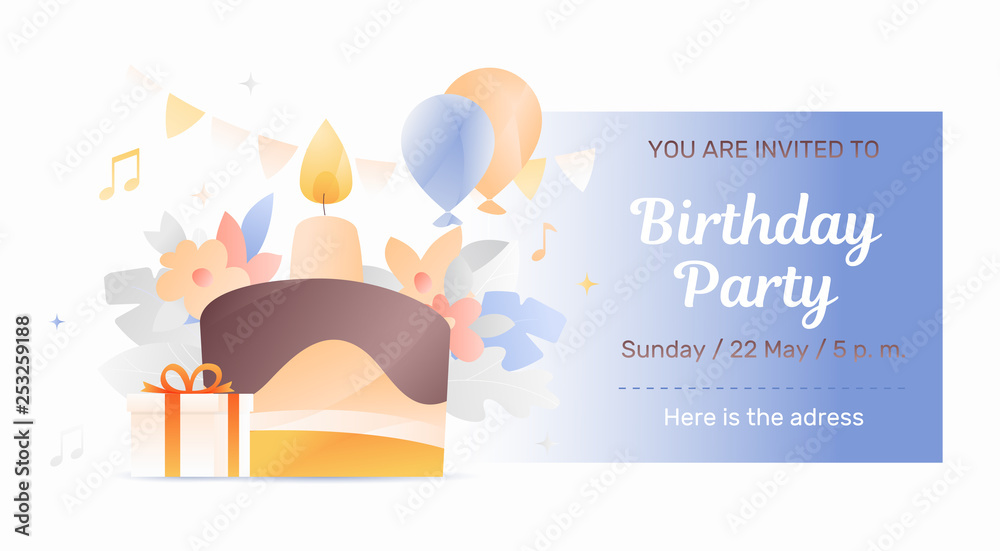 Birthday Party Horizontal Flyer Template