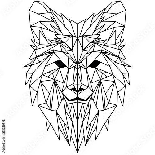 Vector. Polygonal geometric wolf head. Abstract linear isolated wolf