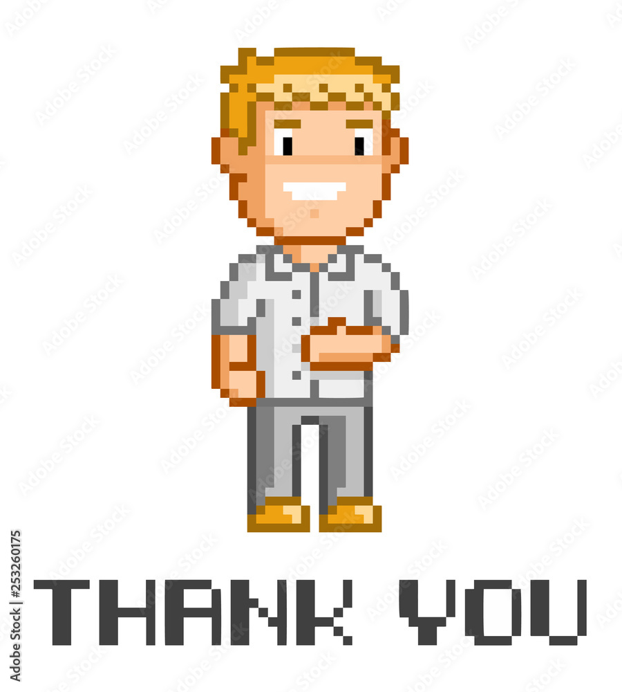 Card and message. Thank you. Vector 8 bit pixel art Card and message. Thank you. Vector 8 bit pixel art