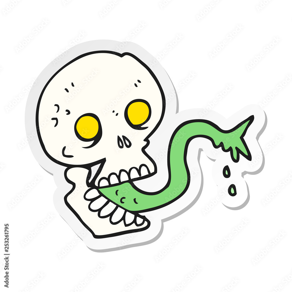 sticker of a cartoon spooky halloween skull sticker of a cartoon spooky halloween skull