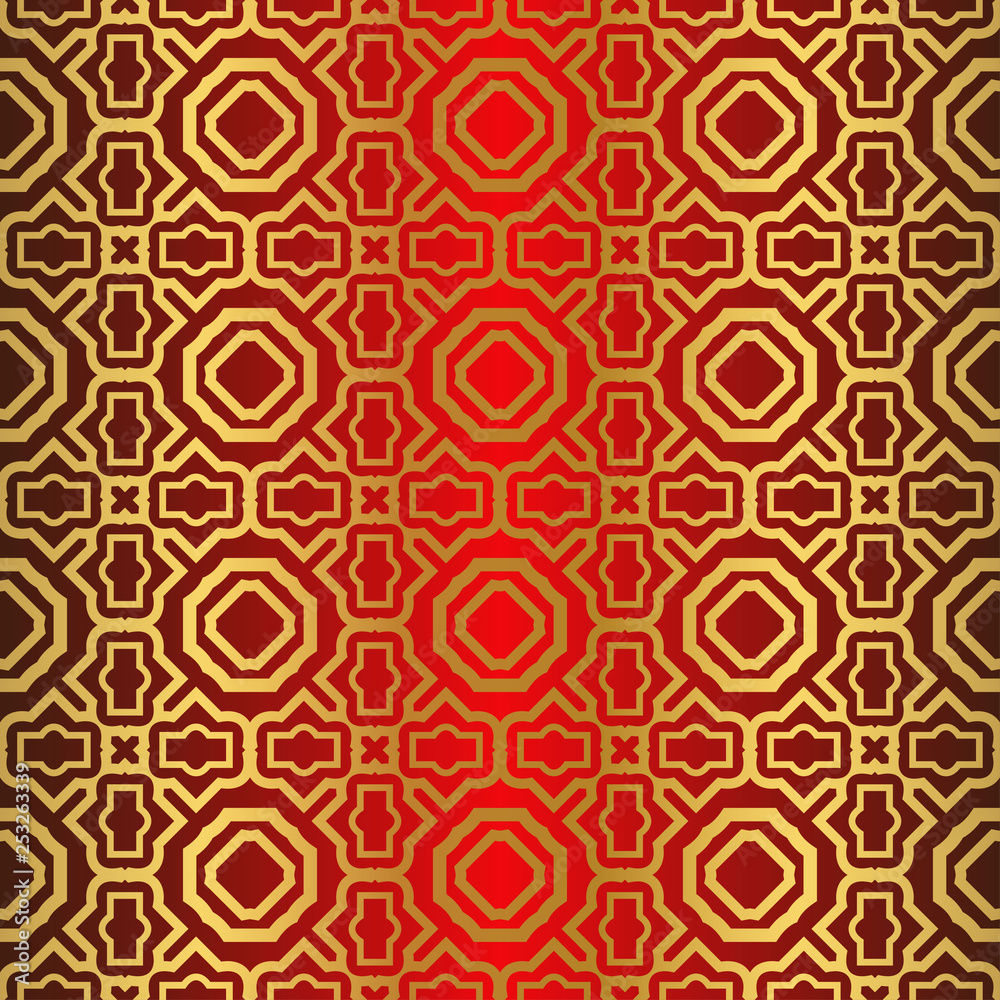 Seamless Modern Pattern. Art-Deco Geometric Background. Graphic Design. Vector Illustration. red gold color
