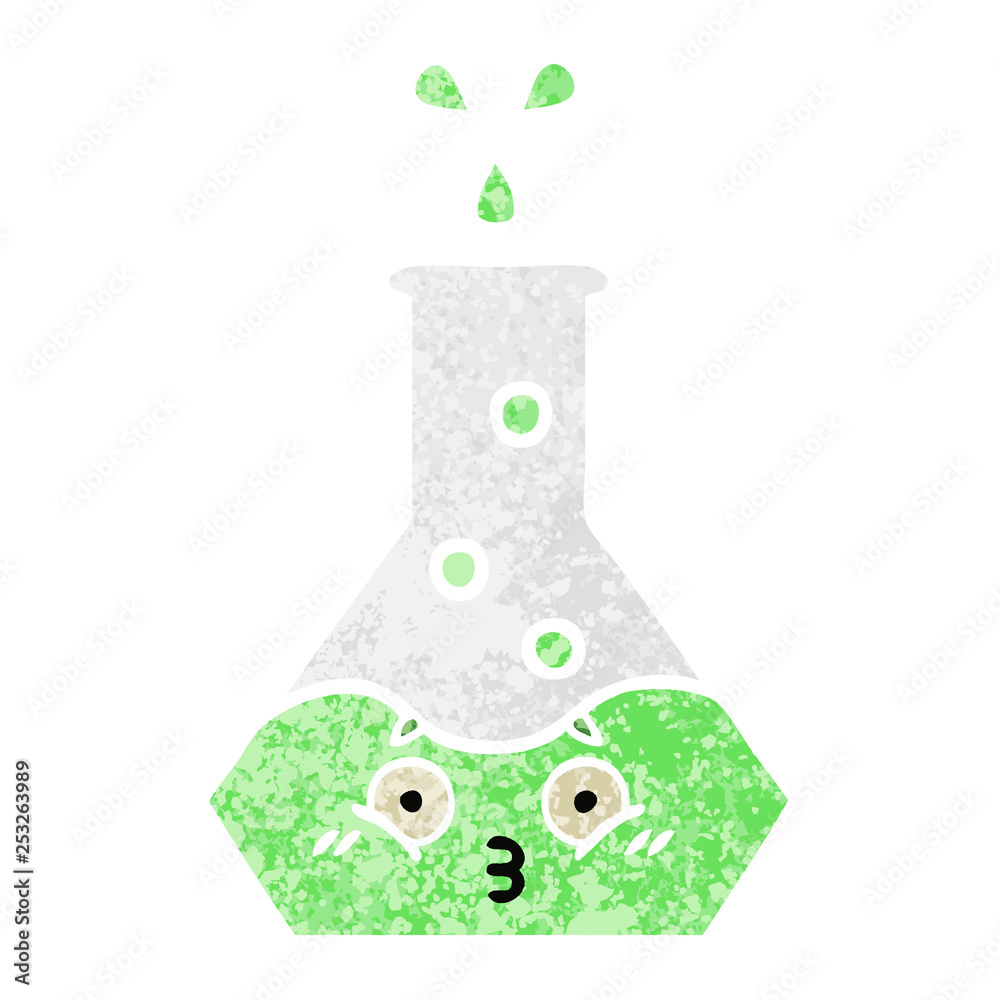 retro illustration style cartoon science beaker retro illustration style cartoon science beaker