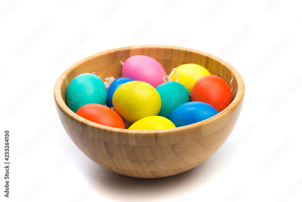 easter eggs in wooden bowl easter eggs in wooden bowl