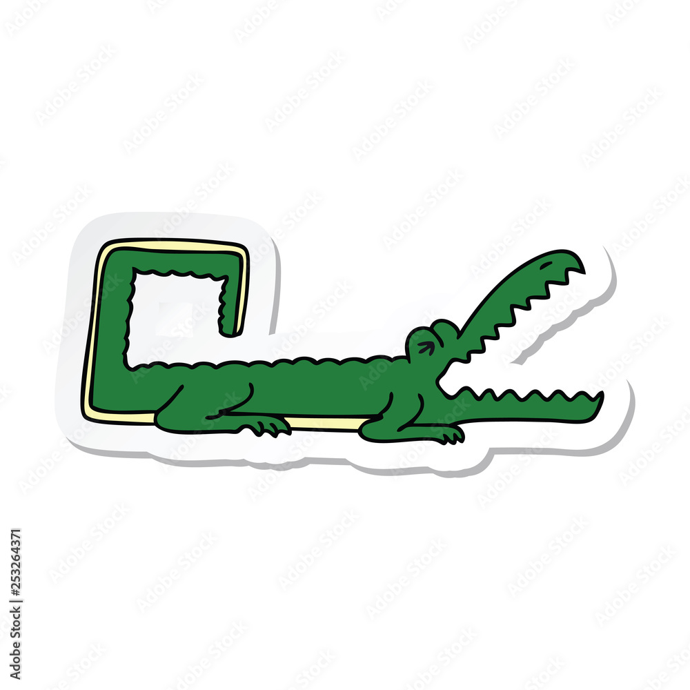 Obraz premium sticker of a quirky hand drawn cartoon crocodile