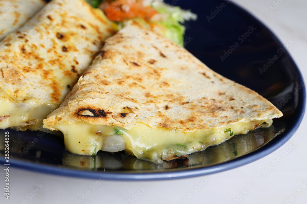 Quesadilla with cheese,mushroom and onions 