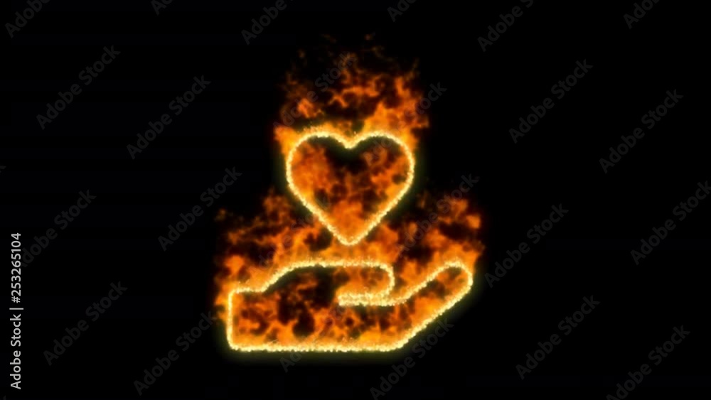 hand holding heart symbol inflames. Then disappears. In - Out loop. Alpha channel Premultiplied - Matted with color black hand holding heart symbol inflames. Then disappears. In - Out loop. Alpha channel Premultiplied - Matted with color black