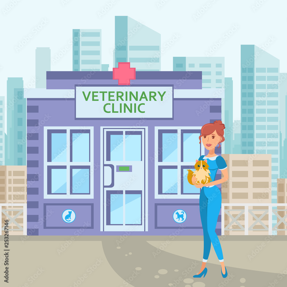 Pet Care Service in Townscape Flat Illustration Pet Care Service in Townscape Flat Illustration