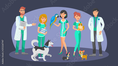 Veterinary Staff Flat Vector Color Characters