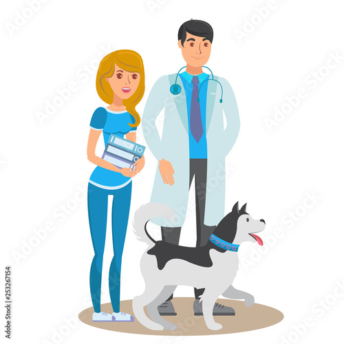 Pet Care Service Flat Vector Color Illustration