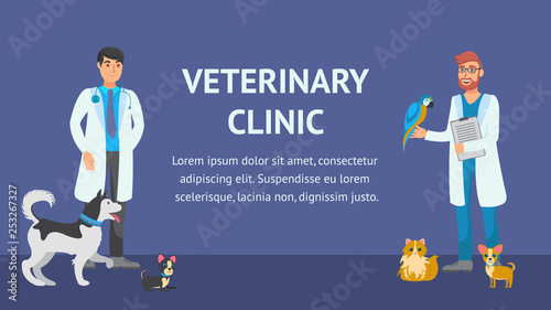 Veterinary Clinic Flat Vector Banner Template