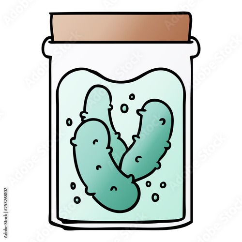 gradient cartoon doodle jar of pickled gherkins