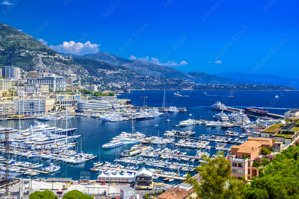 Port with yachts in La Condamine, Monte-Carlo, Monaco, Cote d'Azur, French Riviera
