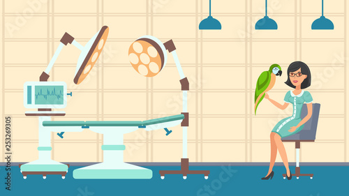 Animal Health Care Flat Vector Color Illustration