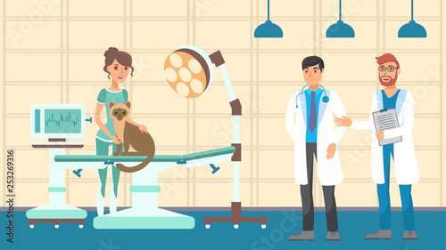 Vet Appointment Flat Vector Color Illustration