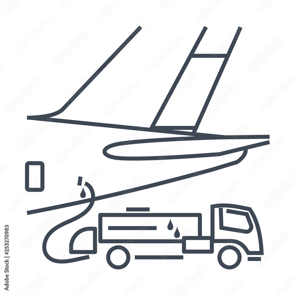 thin line icon airplane on service, maintenance thin line icon airplane on service, maintenance