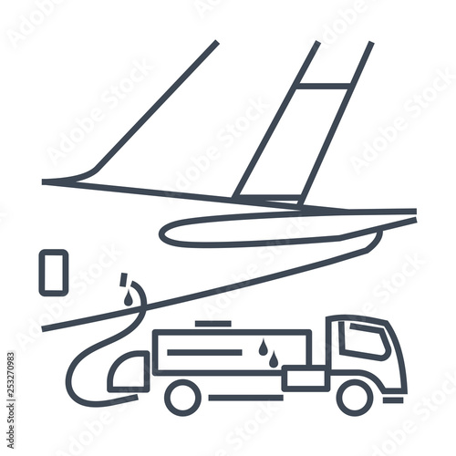 thin line icon airplane on service, maintenance