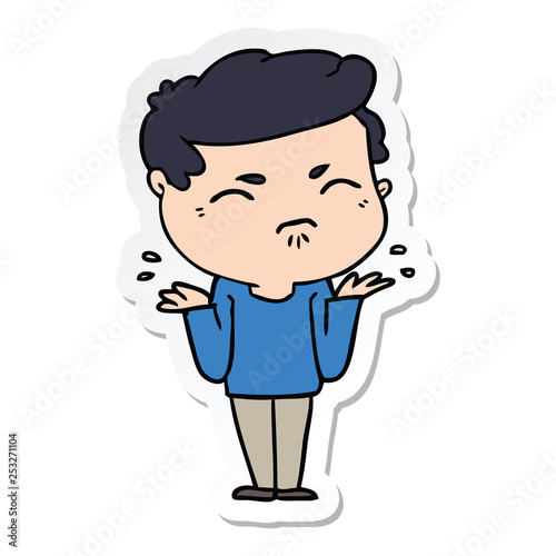 sticker of a cartoon annoyed man