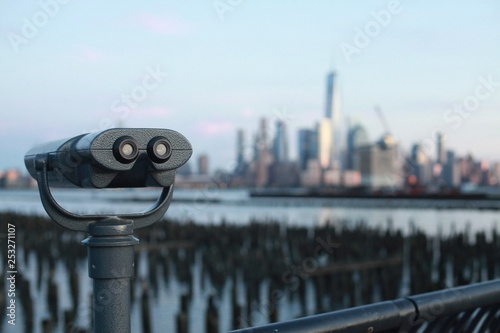 view of Manhattan through binocular