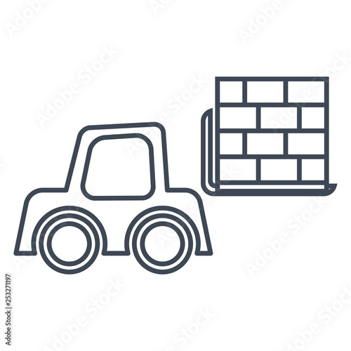 thin line icon forklift loader, pallet stacker truck