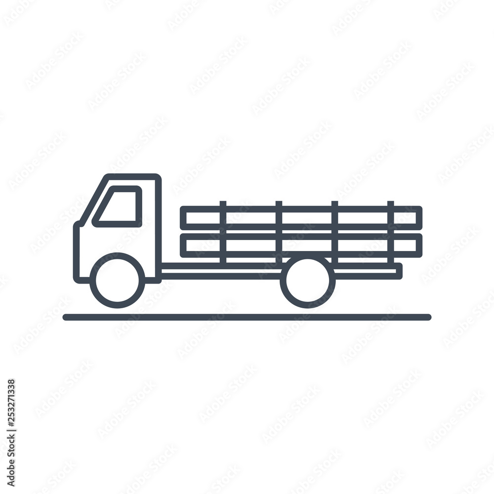 thin line icon forwarder, forestry vehicle that carries logs thin line icon forwarder, forestry vehicle that carries logs