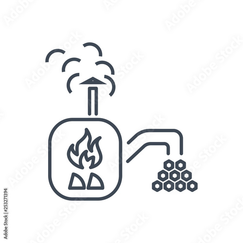 thin line icon wood processing, charcoal production, stove, oven