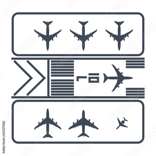 thin line icon airport runway, airplane parking