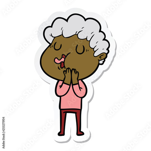 sticker of a cartoon man singing