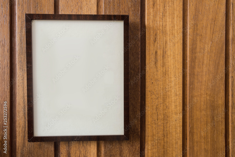 Empty Frame on wooden wall, background texture, with space for text Empty Frame on wooden wall, background texture, with space for text