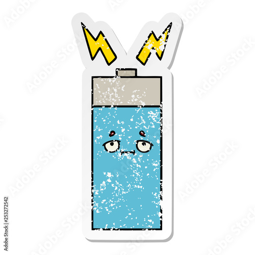distressed sticker of a cute cartoon battery