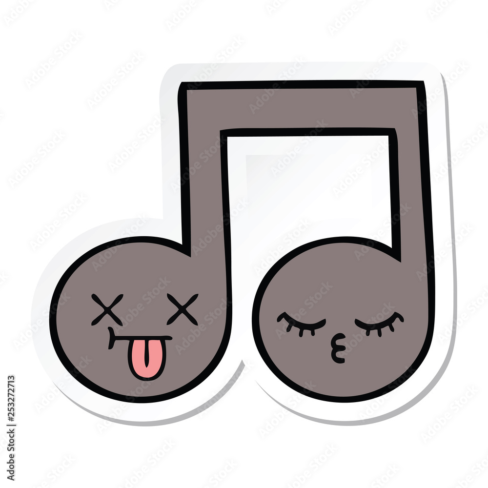 sticker of a cute cartoon musical note sticker of a cute cartoon musical note